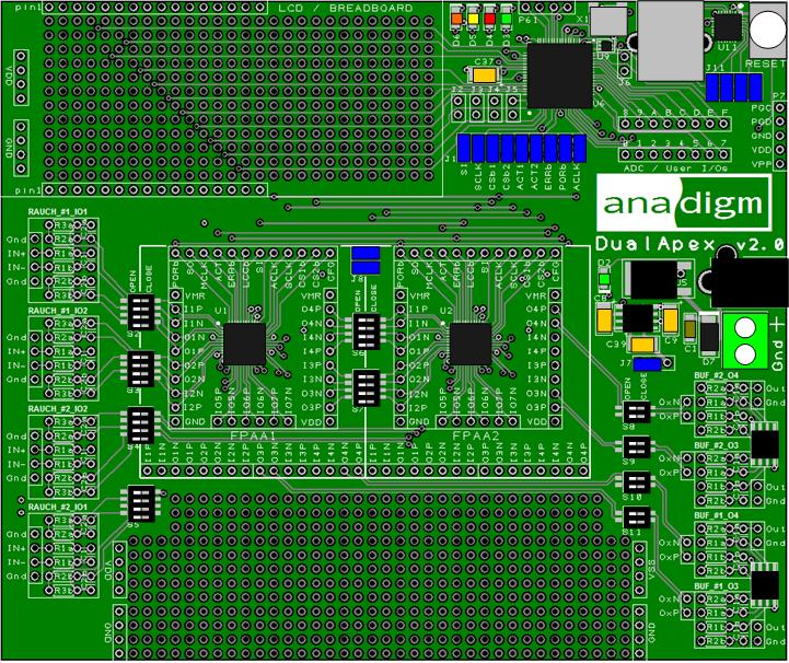 AN231K04-DUAL2 Dual FlexAnalog™ FPAA Development Board