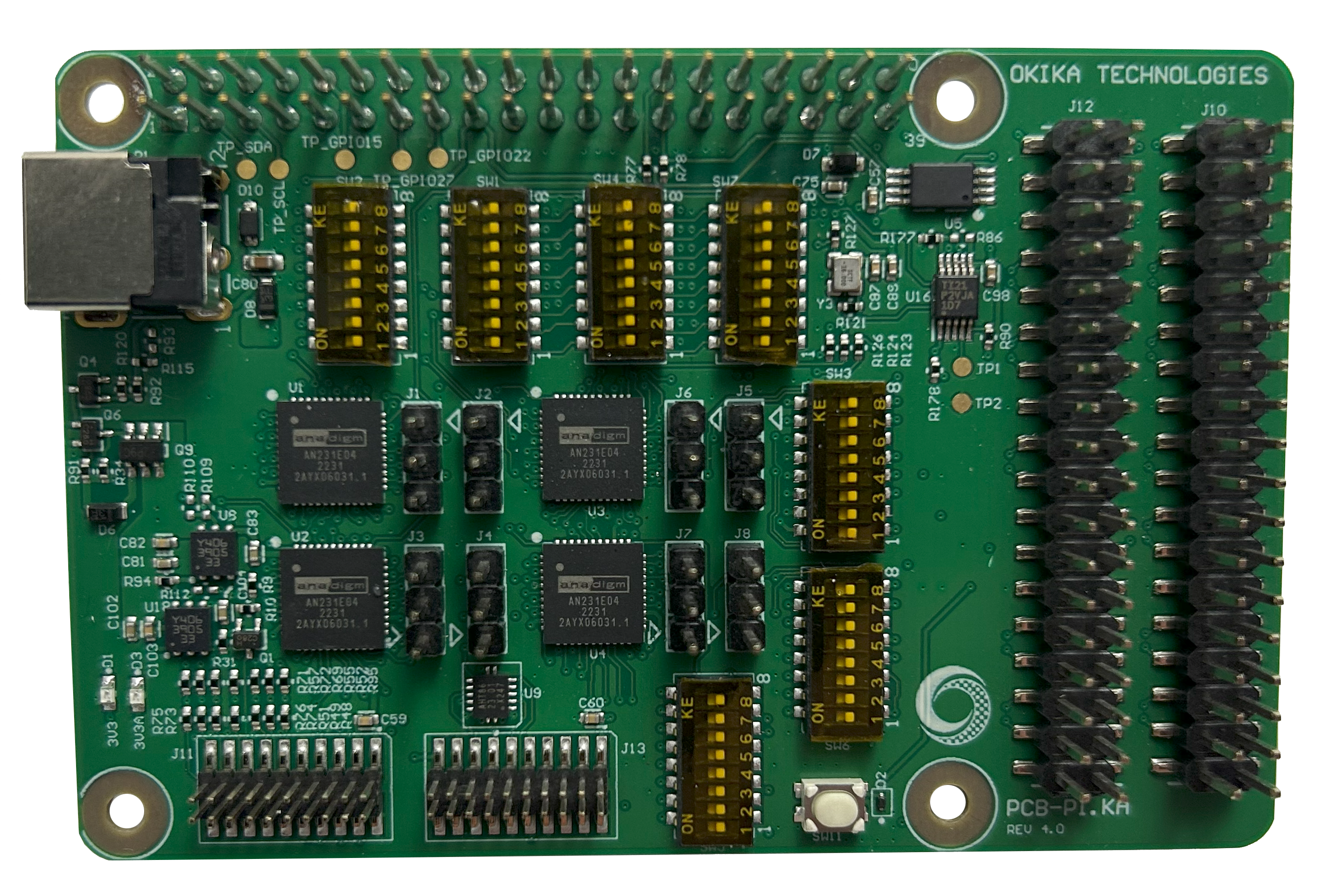 OTC2310K04-PIKA Raspberry Pi HAT with 4 AN231E04 Chips